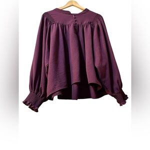 She+Sky Women’s Burgundy Blouse Size L Long Sleeve Bell design